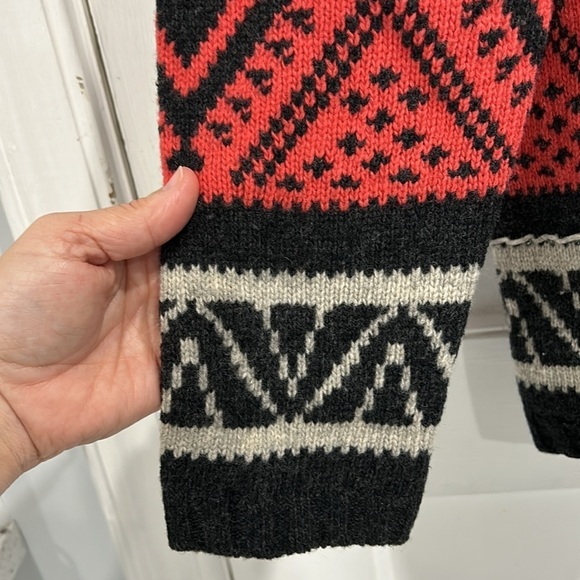 Vintage 80s 90s LT Sport Pure New Wool Gray Fair Isle Turtleneck Sweater - M - Picture 5 of 9